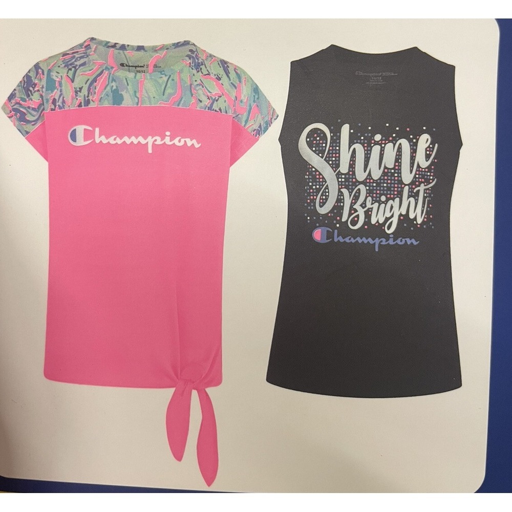NWT Champion Girls 2 Pack Tees Size‎ 4 Pink/Black